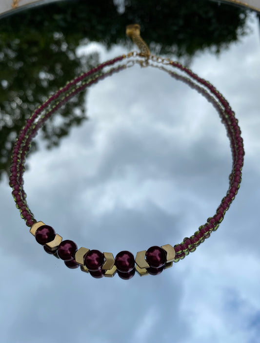 Burgundy Pearl Necklace