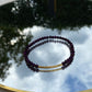 Purple glass Beads Bracelet, Gold Tube