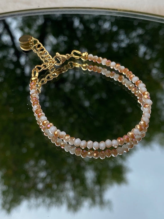 Copper and White Bracelet, Two Color Bracelet