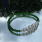 Bracelet, green glass beads, glass pearl