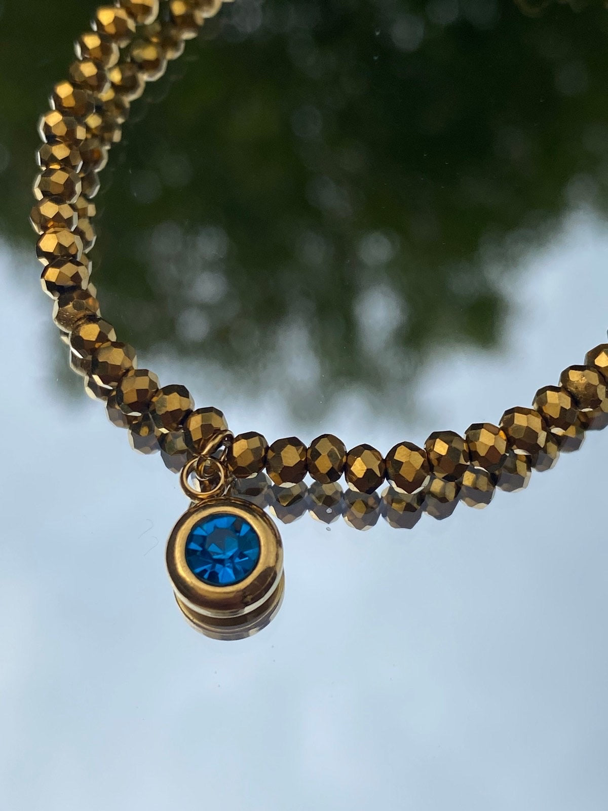 Gold Blue Bracelet, Pedant Bracelet