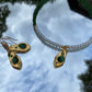 Green Crystal, Gold Drop Earring