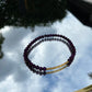 Purple glass Beads Bracelet, Gold Tube