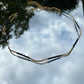 Gold Wavy Necklace, Black  beads