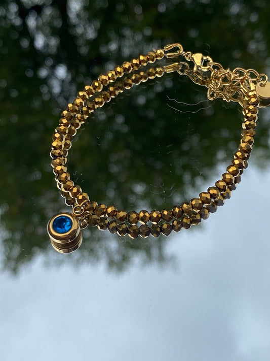 Gold Blue Bracelet, Pedant Bracelet