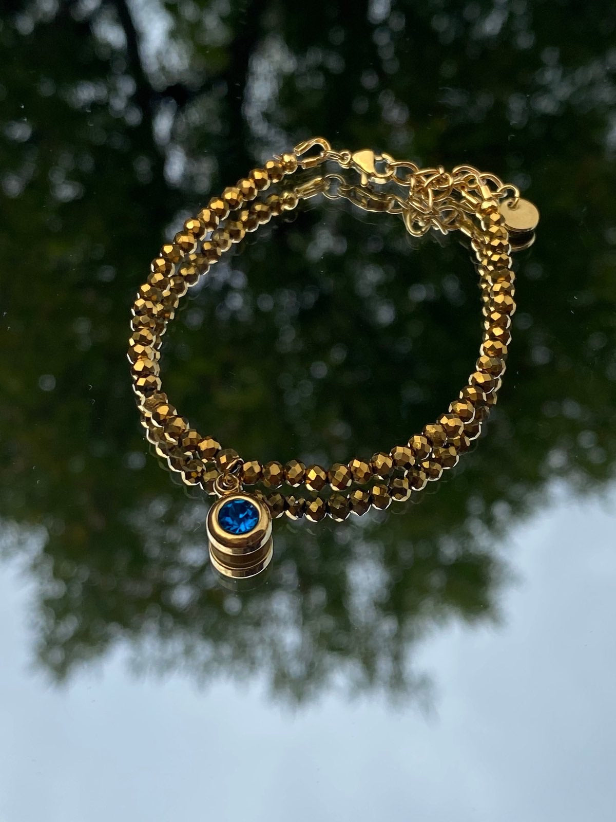 Gold Blue Bracelet, Pedant Bracelet