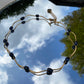 Gold waves,Necklace,Black natural freshwater Pearls