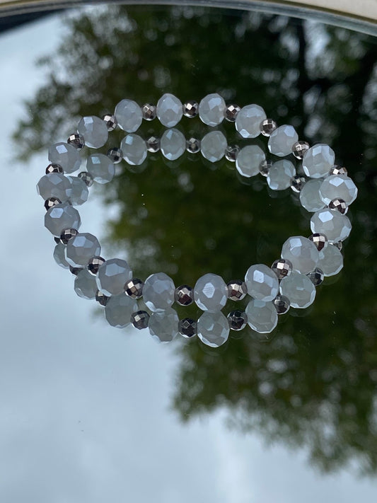 Light Blue Bracelet, Silver Details, Elastic Bracelet