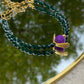 Purple Lava Stone, Green Bracelet, Gold Details