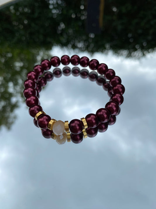 Burgundy Bracelet, Gold Details