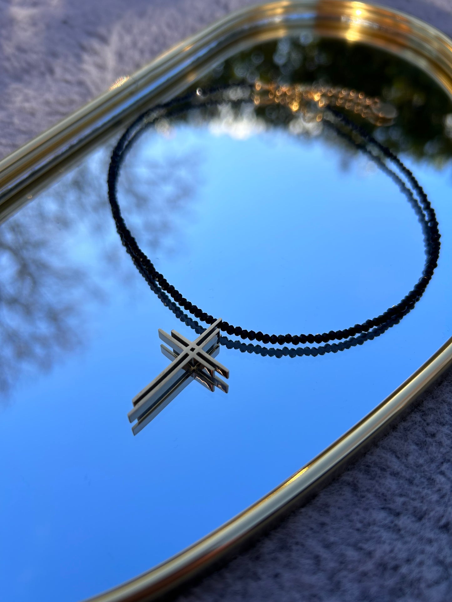 Cross Necklace, Black