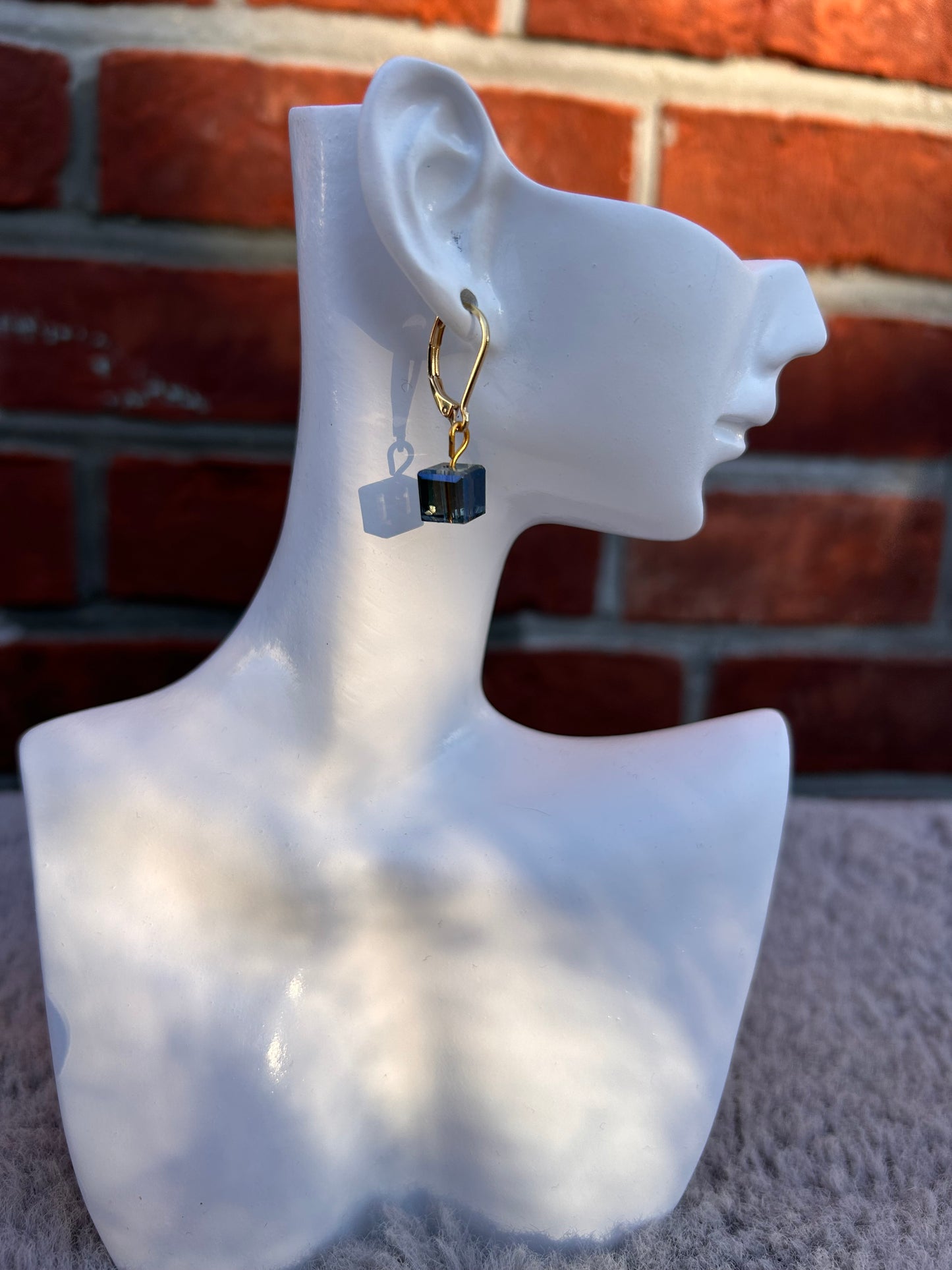 Square Blue Crystal Earring