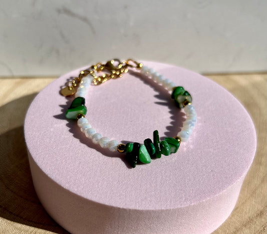 Green Coral Bracelet, Handmade Bracelet, Summer Vibes