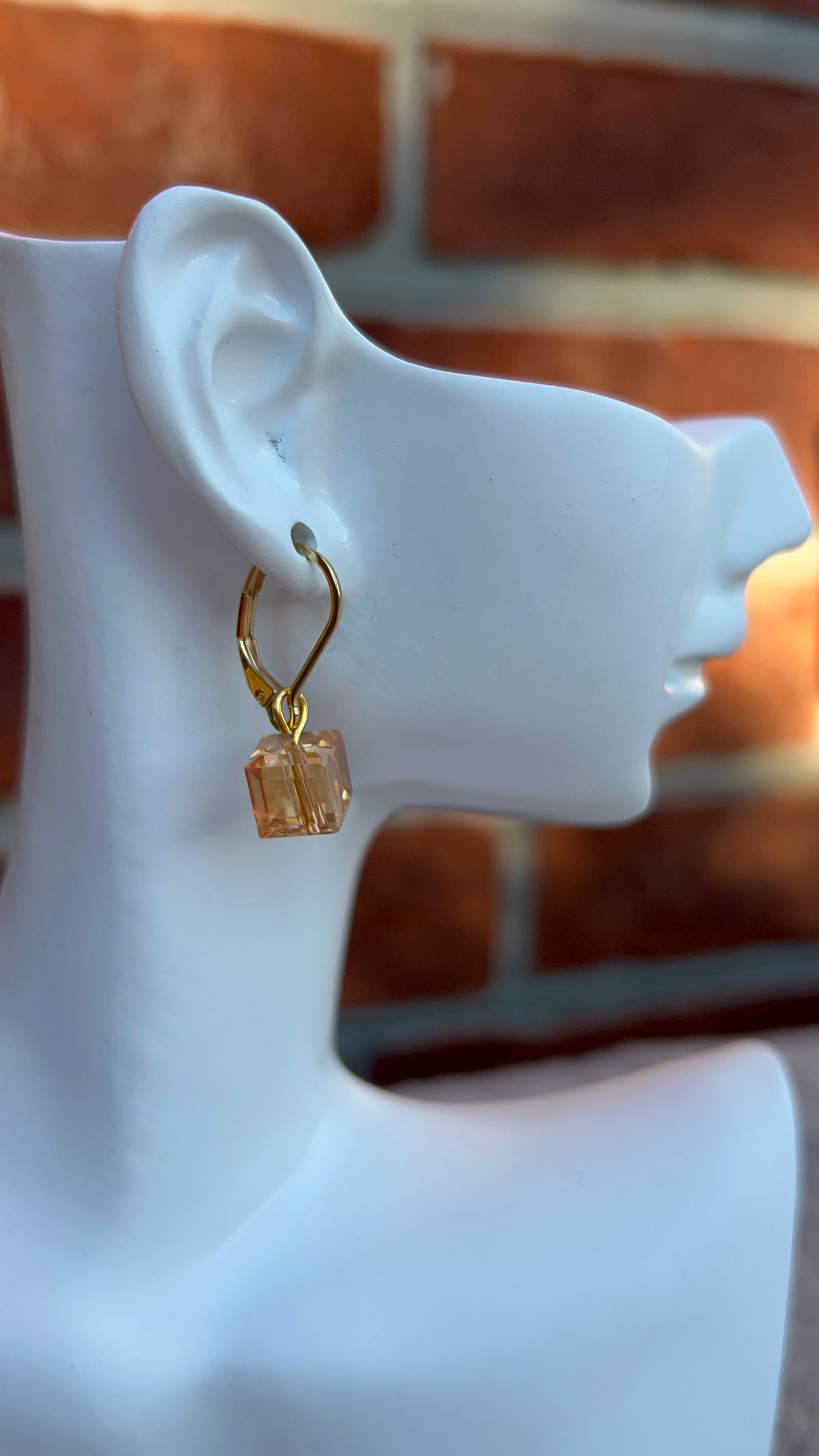 Square Orange Crystal Earring