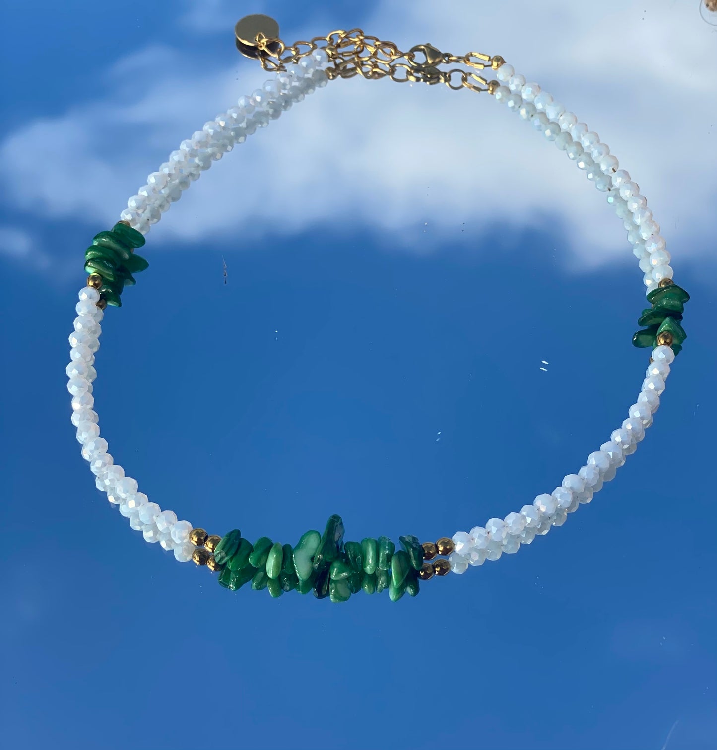 Green Coral Necklace, White Necklace