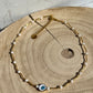 Marble Evil Eye, Gold Necklace