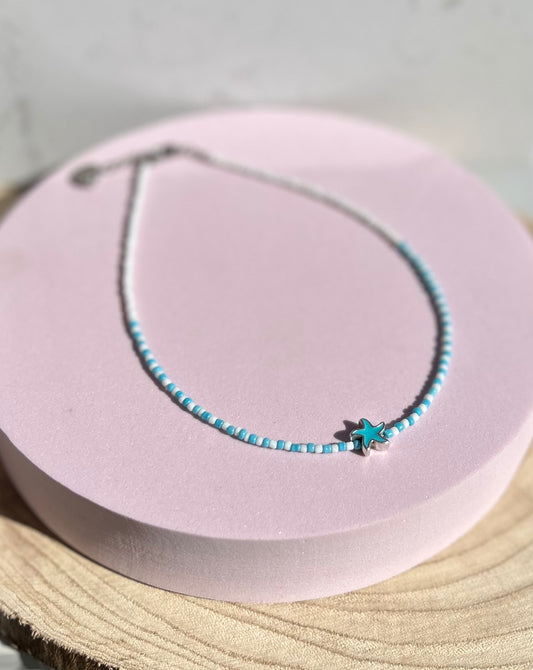 Starfish Necklace, Light Blue, Summer Vibes