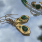 Green Crystal, Gold Drop Earring