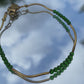 Gold Wavy Bracelet, Green glass Beads