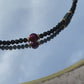 Black Necklace, Burgundy Pearl,Gold Details